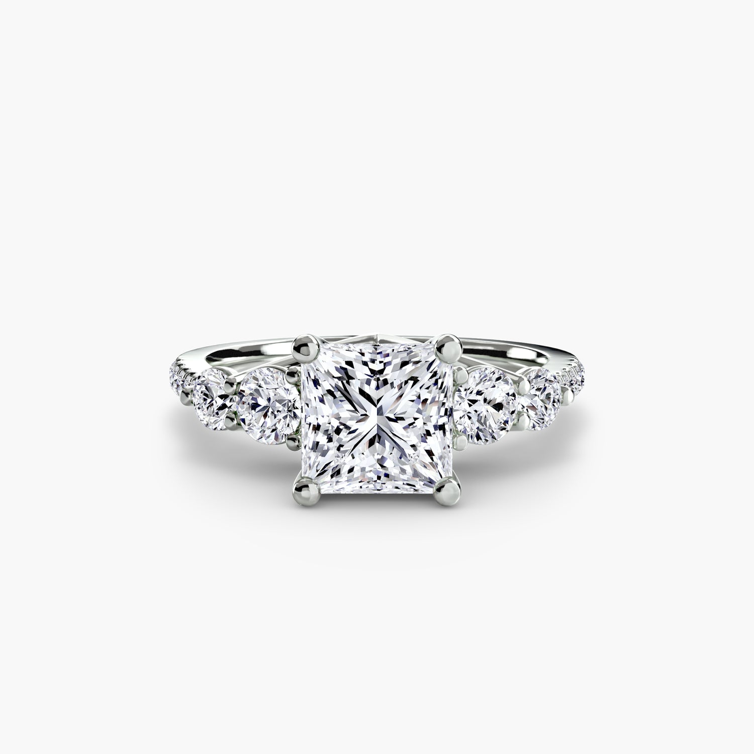 Five Stone Ring with Pavé Band
